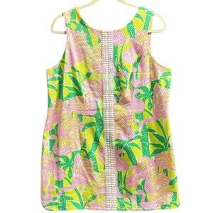 Lilly Pulitzer Target Fan Dance Pattern sleeveless shift mini dress sz 24 cotton